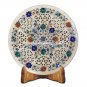 12" Round Marble Center Top Coffee Table With Stand Floral Multi Inlay Arts E101