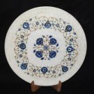 16" Marble Floral Plate Lapis Lazuli Handmade Marquetry Home Decor Art Mosaic
