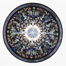 Black Marble Round Dining Room Table Rare Stone Inlay Pietradura Art Decor H2913 Black Marble Round Dining Room Table Rare Stone Inlay Pietradura Art Decor H2913