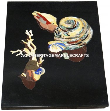 Marble Coffee Table Top Mosaic Decor Rare Gemstone Inlaid Marquetry Decor H2976