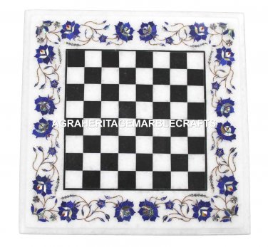 Marble Coffee Chess Table Top Mosaic Lapis Inlay Stone Mosaic Patio Decor H1453