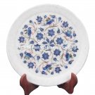 Marble Serving Tray Plate Lapis Gem Bird Art Inlaid Pietradure Home Decor H1445