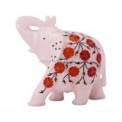 Natural Marble Stone Elephant Hakik Inlay Stone Collectible Gift Home Decor E41