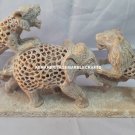 6" Marvelous Marble Elephant Design Fighting Handmade Art Hallway Decor H4227