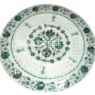 12" White Marble Round Tray Plate Malachite Floral Art Mosaic Inlay Decor Gifts 12" White Marble Round Tray Plate Malachite Floral Art Mosaic Inlay Decor Gifts