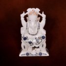 6" Marble Ganesh Sculpture Pietradura Stone Inlay Marquetry Wedding Gifts H3786