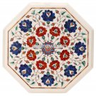 White Marble Top Center Table Lapis Hakik Stone Inlay Pietra Dura Art Decor H3549 White Marble Top Center Table Lapis Hakik Stone Inlay Pietra Dura Art Decor H3549