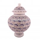 13" Marble Flower Pot Lapis Inlay Marquetry Work Occasional Gift Home Decor M310