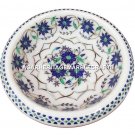 7" Marble Dry Fruit Bowl Lapis Lazuli Inlay Marquetry Halloween Gift Decor H2010