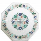White Marble Coffee Table Top Malachite Floral Mosaic Home Furniture Decor H2441