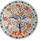 White Marble Round Plate Inlay Hakik Floral Elephant Arts Marquetry Decor H3505 White Marble Round Plate Inlay Hakik Floral Elephant Arts Marquetry Decor H3505