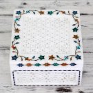 White Marble Jewelry Box Inlay Arts Marquetry Multi Stone Filligree Decor H4618 White Marble Jewelry Box Inlay Arts Marquetry Multi Stone Filligree Decor H4618
