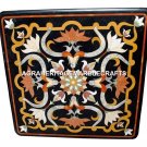 Black Marble Square Coffee Table Top Inlay Stone Mosaic Art Deco Furniture H2891