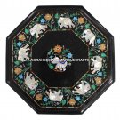 Black Marble Coffee Corner Table Top Rare Marquetry Elephant Garden Decor H2740 Black Marble Coffee Corner Table Top Rare Marquetry Elephant Garden Decor H2740
