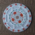15" Marble Plate Filigree Hakik Floral Design Marquetry Work Handmade Decor Arts