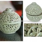 8" Natural Soapstone Marble Storage Jar Hand Carved Lattice Art Gift Decor H4661 8" Natural Soapstone Marble Storage Jar Hand Carved Lattice Art Gift Decor H4661