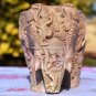 7" Natural Stone Marble Elephant Sculpture Hand Carved Good Luck Gift Decor M066