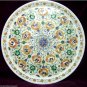 White Marble Serving Dish Plate Hakik Gemstone Marquetry Inlay Home Kitchen Art