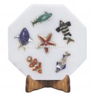9" Marble Tiles Fish Inlay Multi Mosaic Handmade Arts Kitchen Decorative E103