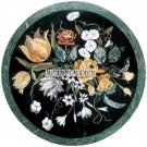Black Marble Coffee kitchen Table Top Mosaic Semi Precious Inlay Art Decor H3976