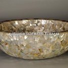 Exclusive Natural Marble Bathroom Sink Abalone Gemstone Inlay Hallway Decor M316