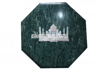 Green Marble Coffee Side Table Top Taj Mahal Furniture Mosaic Arts Decor H3509