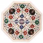 White Table Top Multi Floral Inlay Furniture Arts Marquetry Gemstone Decor H3538