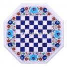 Marble Coffee Chess Table Top Marquetry Gem Lapis Lazuli Inlay Patio Decor H1988