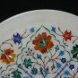 12" Decorative Marble Plate Floral Mosaic Pauashell Marquetry Art Handmade Decor