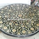 36" Black Marble Dining Table Floral Marquetry Inlaid Collectible Decor H3130