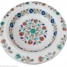 10" White Marble Dry Fruit Bowl Hakik Floral Inlay Mosaic Kitchen Home Decor Art 10" White Marble Dry Fruit Bowl Hakik Floral Inlay Mosaic Kitchen Home Decor Art