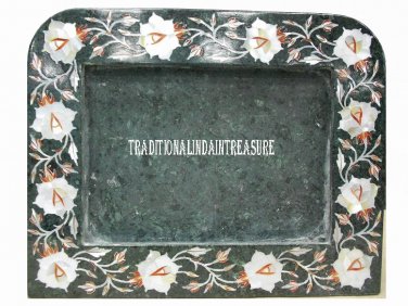Green Marble Photo Frame Rare Mother of Pearl Gems Marquetry Inlay Gifts Decor