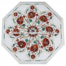 White Marble Restaurant Table Top Carnelian Inlay Floral Work Home Decor H3062