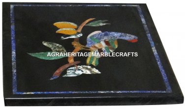 Marble Coffee Center Table Top Mosaic Birds Inlaid Pietra Dura Decor Arts H2996