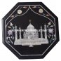 Black Marble Coffee Table Rare Floral Tajmahal Inlay Beautiful Love Decor H1272