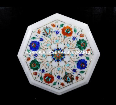 Marble Kitchen Side Table Top Pietradura Inlay Fine Stone Arts Patio Decor H5400