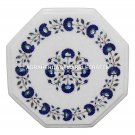 Marble Coffee Table Top Rare Lapis Gem Inlay Pietra Dura Occasional Decor H1450