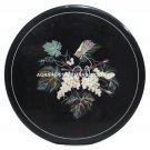 Black Marble Center Top Table Grapes Stone Inlay Marquetry Furniture Decor H3367 Black Marble Center Top Table Grapes Stone Inlay Marquetry Furniture Decor H3367