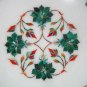 12" White Marble Side Coffee Table Top Malachite Rose Flower Mosaic Inlaid Decor