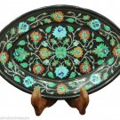 10"x7" Black Marble Serving Dish Plate Marquetry Inlay Kitchen Table Gift Decor 10"x7" Black Marble Serving Dish Plate Marquetry Inlay Kitchen Table Gift Decor