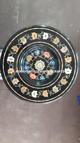 Round Marble Coffee Custom Outdoor Table Top Mosaic Inlaid Hallway Decor H4096