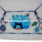 White Marble Coffee Table Turquoise Elephant Inlaid Arts Marquetry Decor H1397