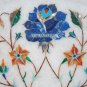 12" Marble Round Plate Real Lapis Stone Mosaic Work Inlay Christmas Gifts Decor