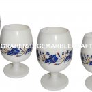 Lot 4 Pcs Marble Wine Glass Real Inlay Stone Marquetry Decor Casino Glass H1349
