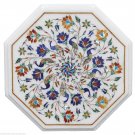 12" White Marble Coffee Table Top Rare Marquetry Lapis Gems Inlay Arts Decor