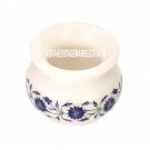 3"x3.5'' Marble Flower Pot Lapis Lazuli Stone Semi Precious Inlay Art Gift H3593