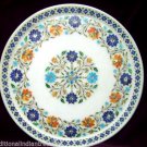 White Marble Round Serving Dish Plate Marquetry Lapis Gems Inlay Kitchen Decor White Marble Round Serving Dish Plate Marquetry Lapis Gems Inlay Kitchen Decor