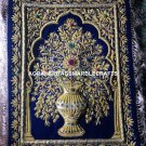 Exquisite Blue Carpet Wall Hanging Rug Fine Embroidery Royal Zardozi Decor M129 Exquisite Blue Carpet Wall Hanging Rug Fine Embroidery Royal Zardozi Decor M129