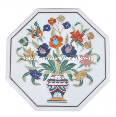 Marble Coffee Mosaic Table Top Marquetry Inlay Malachite Floral Arts Decor H1705