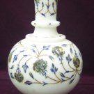 10" White Marble Flower Vase Jar Pauashell Pietradure Inlay Beautiful Decor Gift